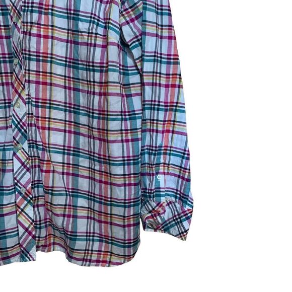Talbots Shirt Womens Extra Large XL Multicolor Plaid Button Up Cotton Blouse Top - Picture 4 of 8